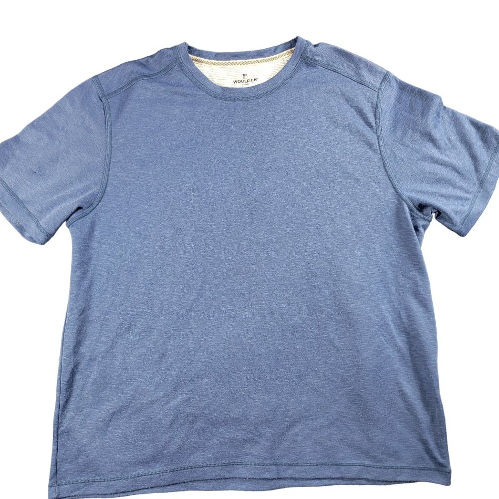 Woolrich Mens XL Blue Short Sleeve T Shirt Casual Outdoors Comfort Athletic Comf